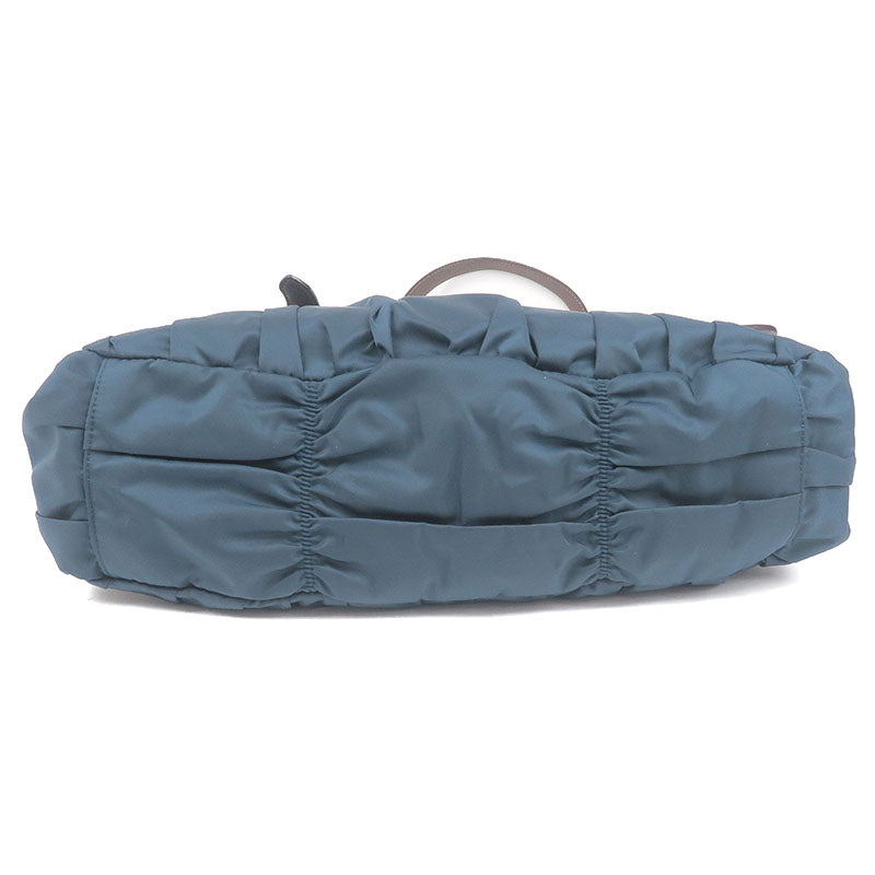 Prada Gather Nylon Leather 2Way Bag Hand Bag Blue Br