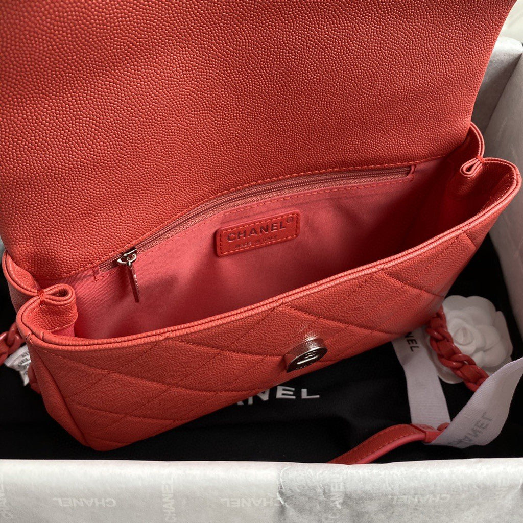 ChanelGlamIap Bag Red Hardware Grained Red For Women Handbags, Shoulder Bags 9.4in/24cm AS2303