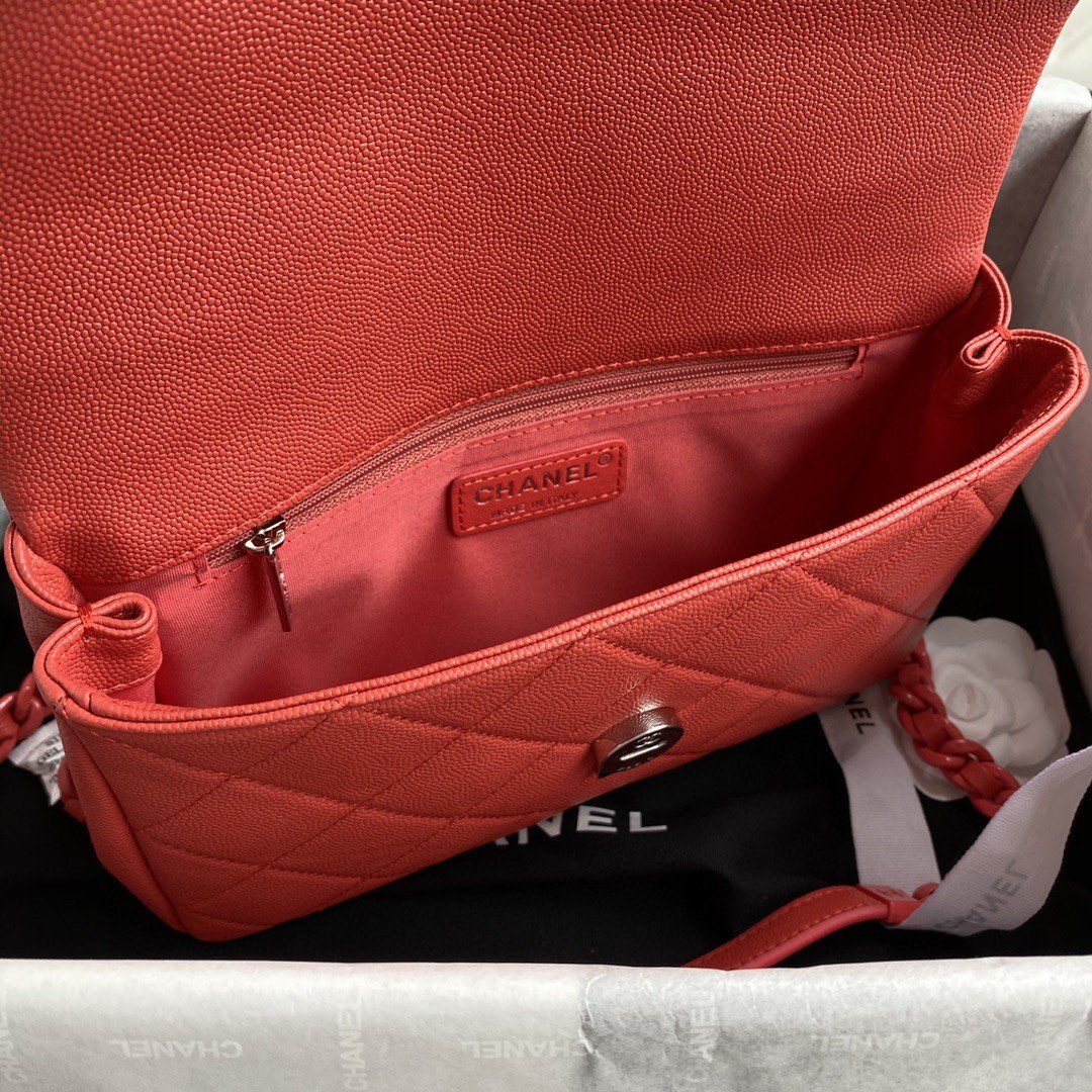 ChanelGlamIap Bag Red Hardware Grained Red For Women Handbags, Shoulder Bags 9.4in/24cm AS2303