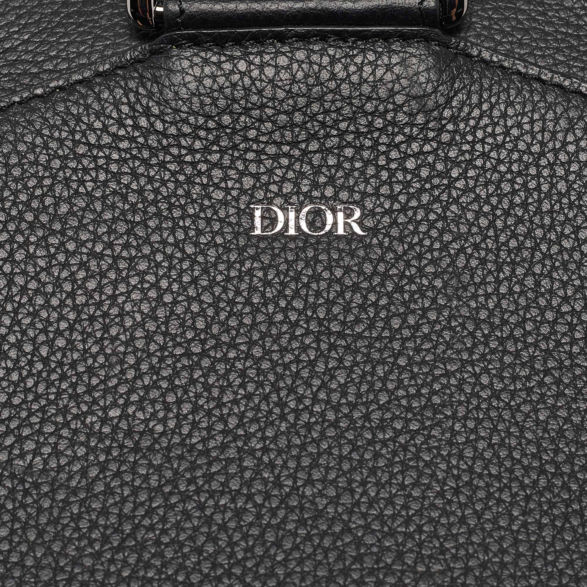 Dior Navy Blue Oblique Canvas And Leather Mini Saddle Backpack