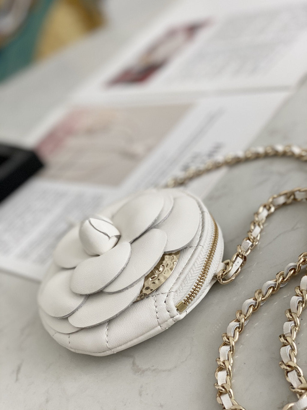 Chanel Camellia Clutch With Chain White Bag For Women 11cm/4in