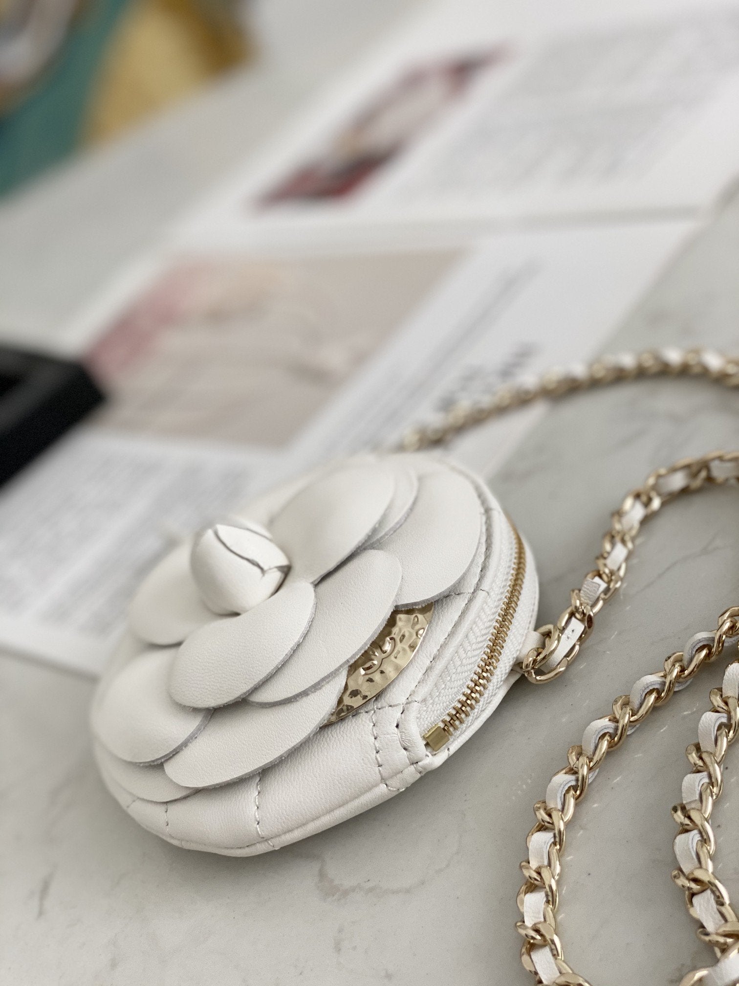 Chanel Camellia Clutch With Chain White Bag For Women 11cm/4in