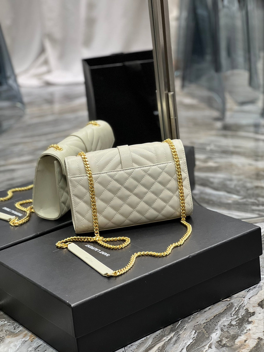 YSSL Small Bag White In Mix Matelasse For Women 8in/21cm YSL 600195BOW919207