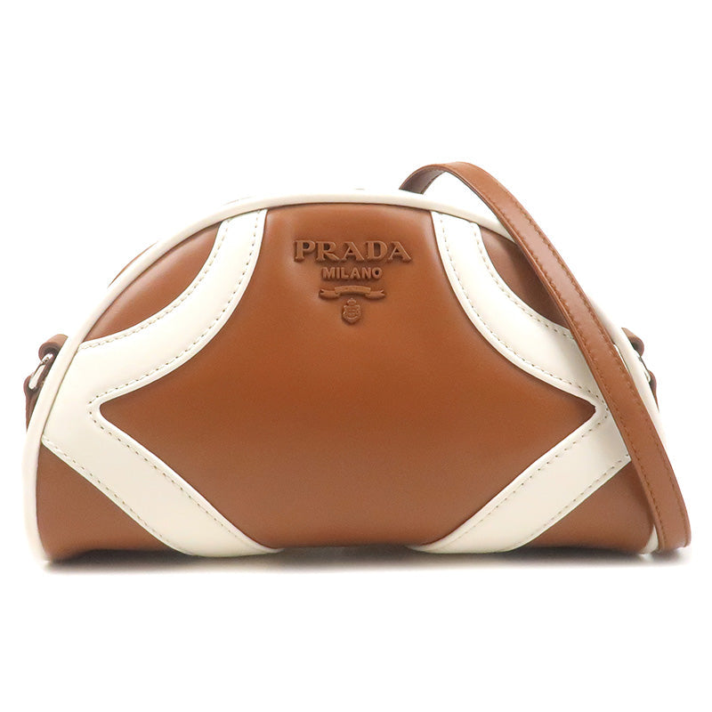 Prada Leather Shoulder Bag Purse Br White 1BH140