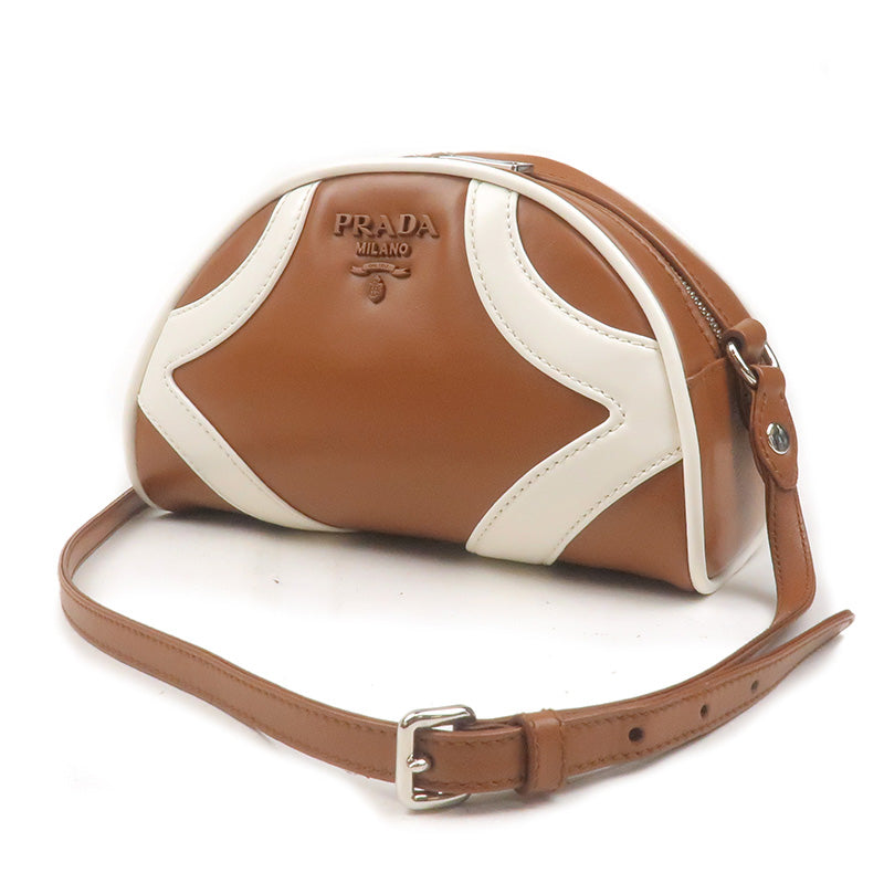 Prada Leather Shoulder Bag Purse Br White 1BH140