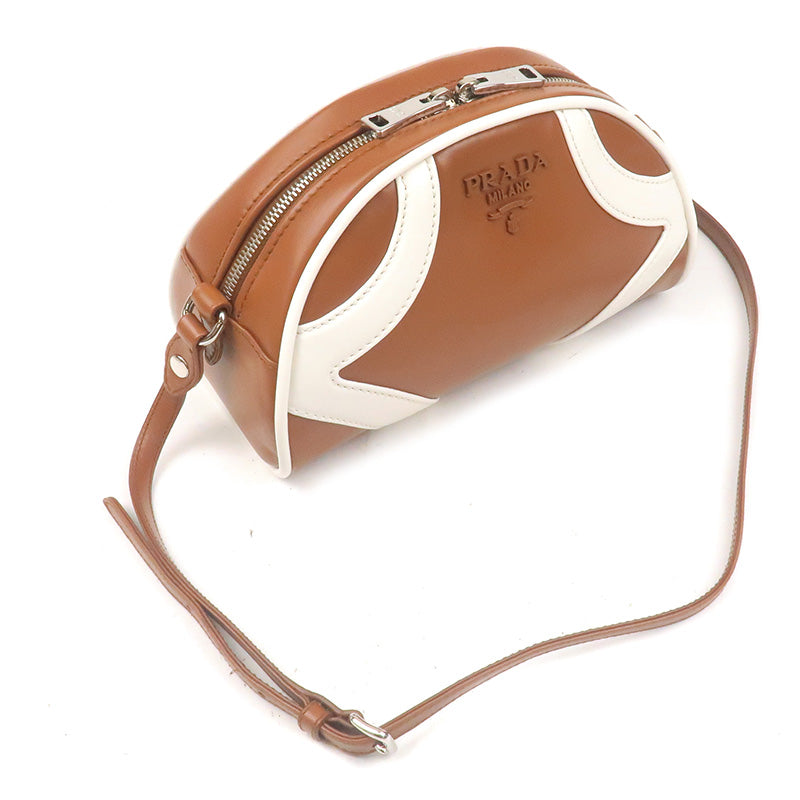 Prada Leather Shoulder Bag Purse Br White 1BH140