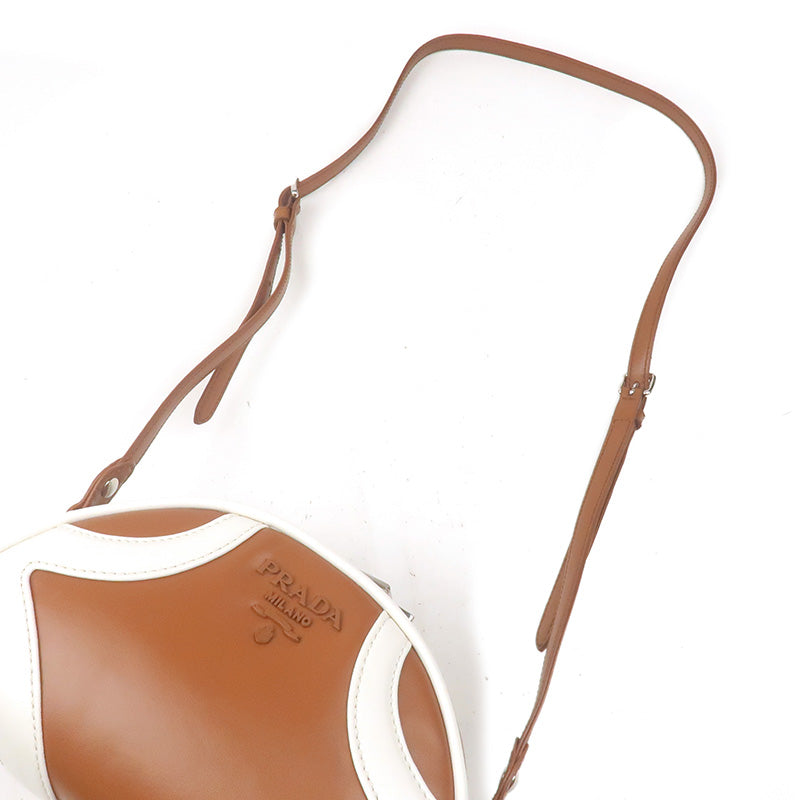 Prada Leather Shoulder Bag Purse Br White 1BH140