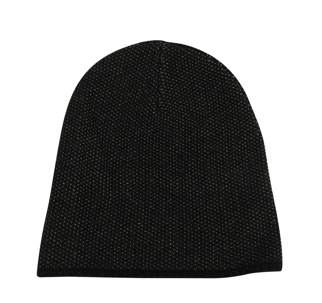 Gucci Unisex Black / Beige Wool Cashmere Cotton Small Knit Beanie Hat With Logo