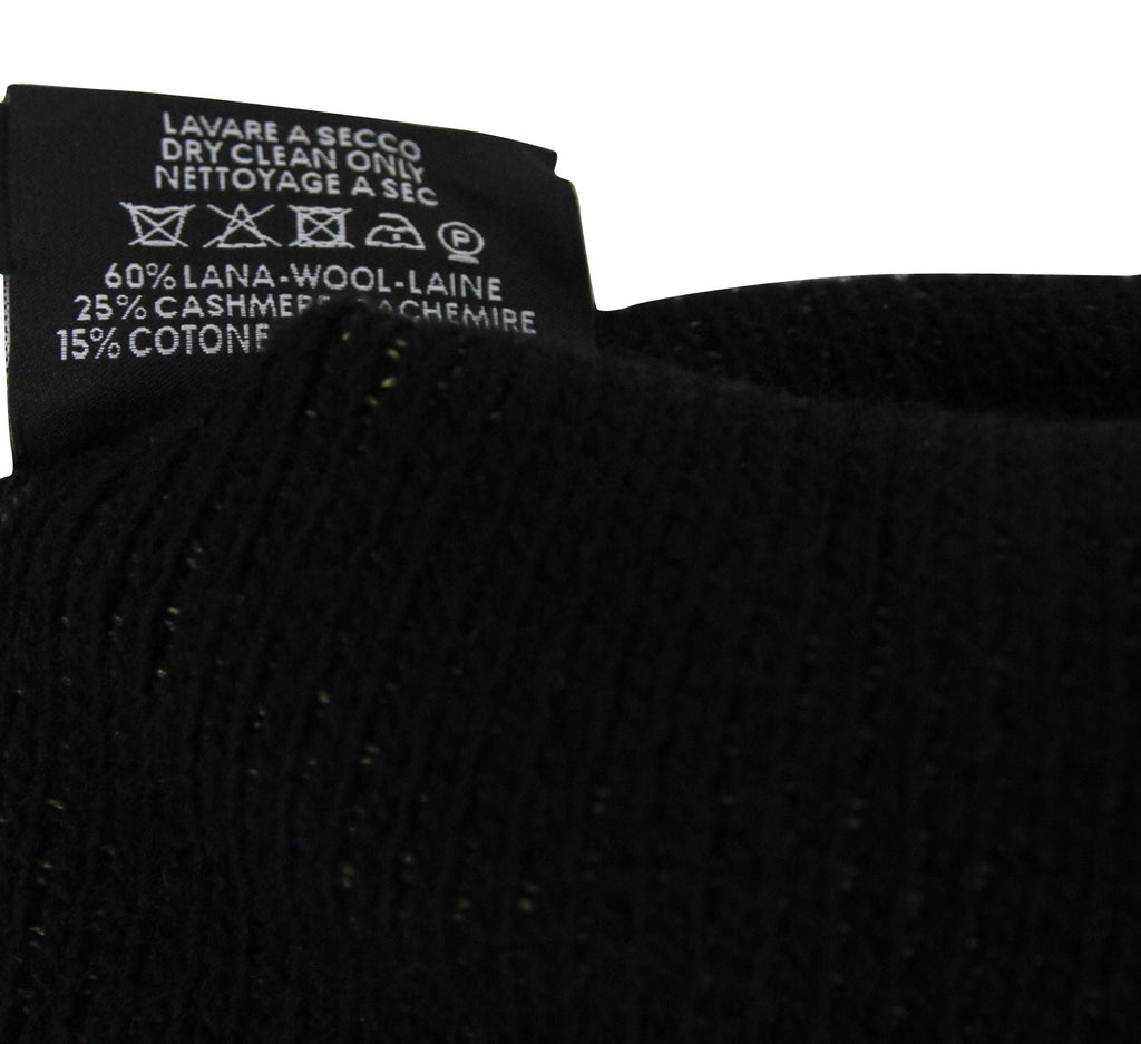 Gucci Unisex Black / Beige Wool Cashmere Cotton Small Knit Beanie Hat With Logo