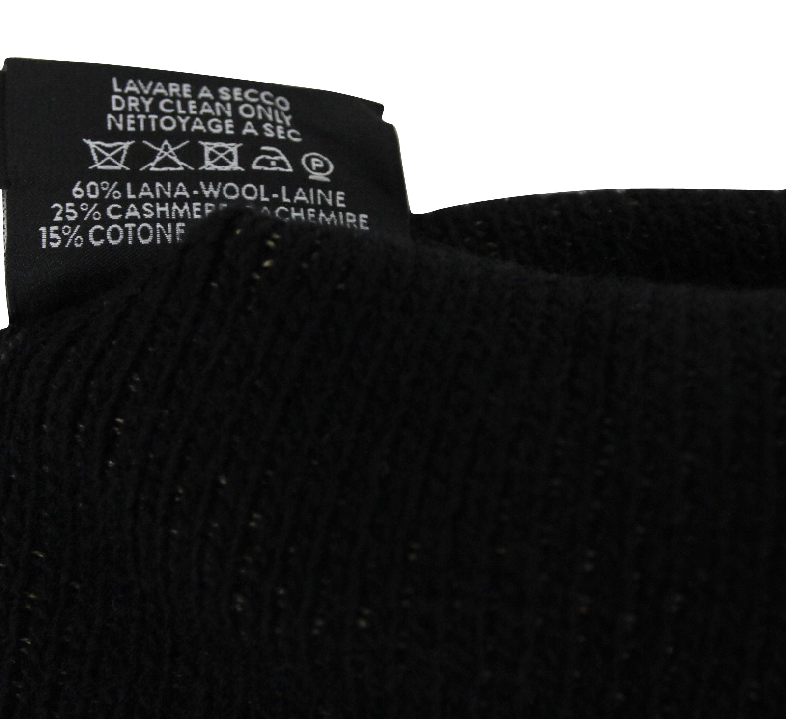 Gucci Unisex Black / Beige Wool Cashmere Cotton Small Knit Beanie Hat With Logo
