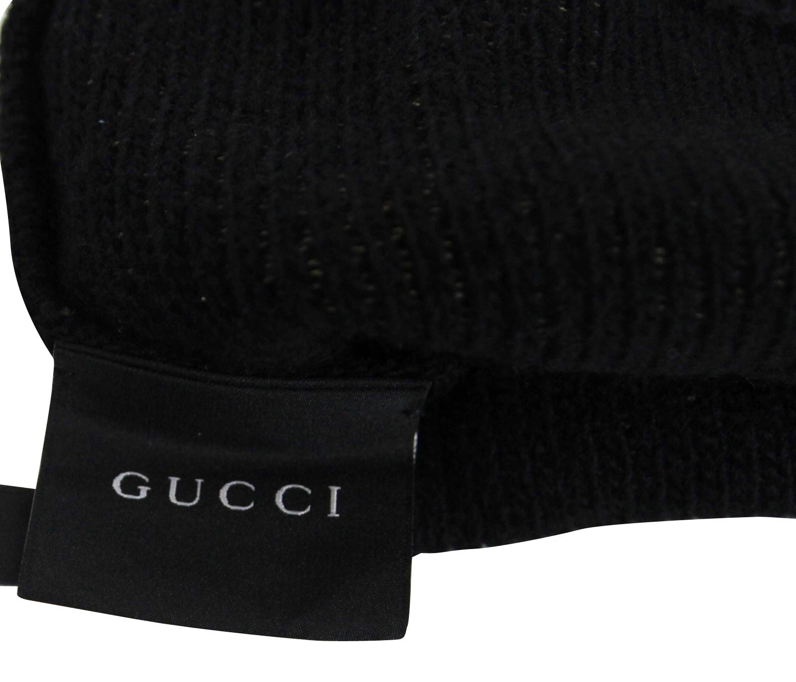 Gucci Unisex Black / Beige Wool Cashmere Cotton Small Knit Beanie Hat With Logo