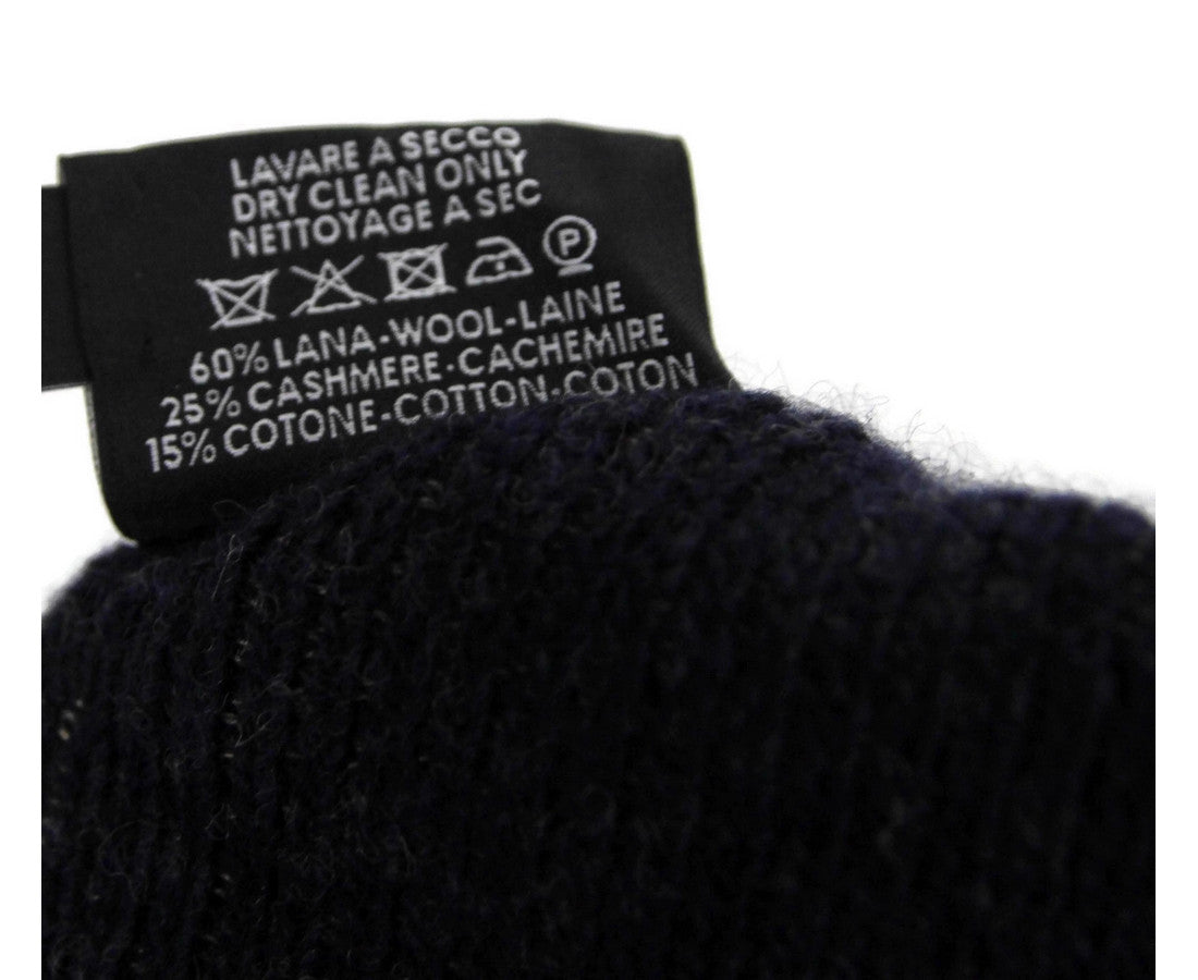 Gucci Unisex Dark Blue Wool Cashmere cotton Small Beanie Hat With Logo