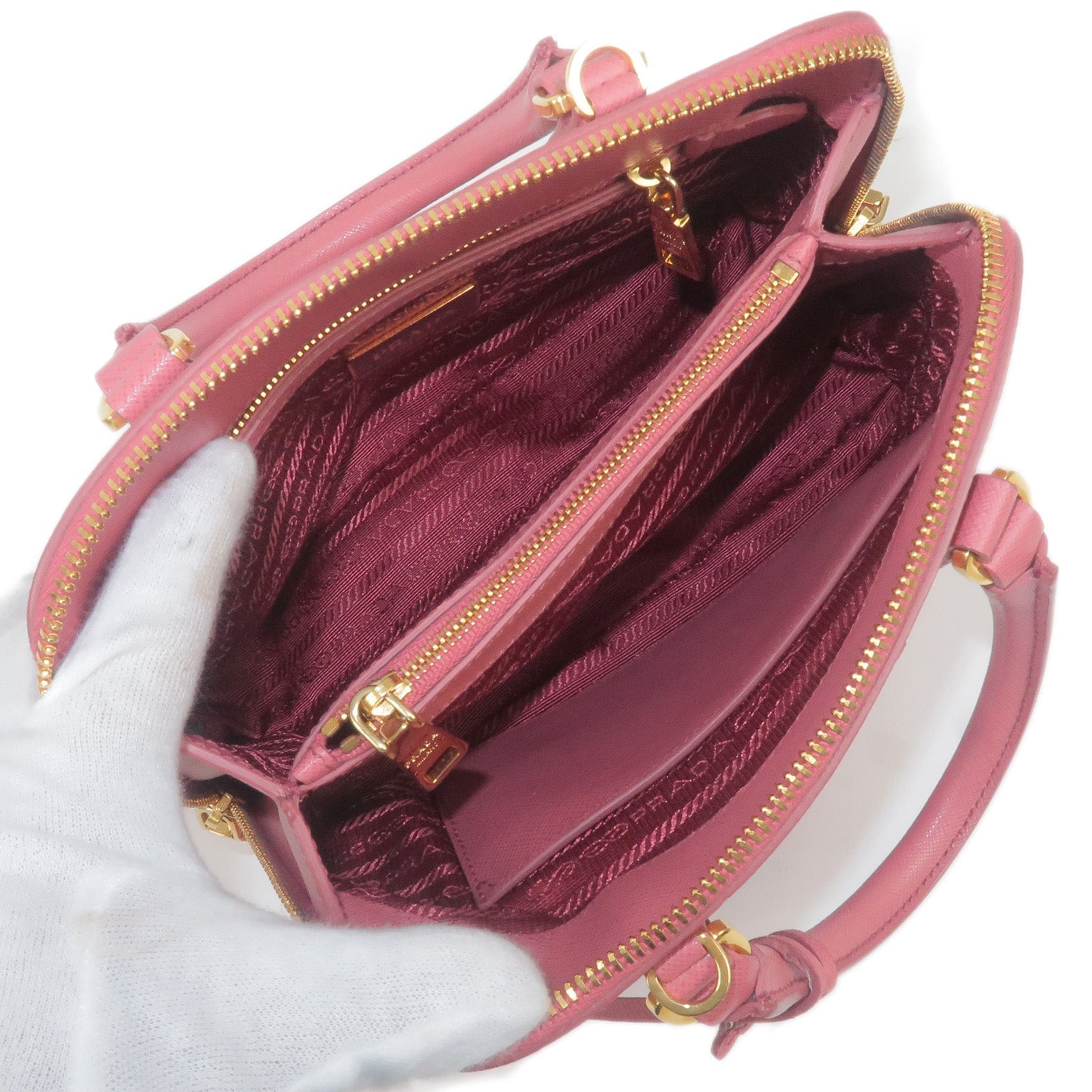 Prada Leather 2Way Hand Bag Shoulder Bag Pink BL0838