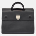 Black Leather Large Diorever Top Handle Bag
