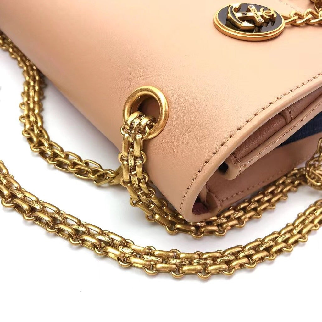 ChanelMaroon Medallion Nude Reissue 2.55 Classic 225 GlamIap Beige Bag For Women 24cm/9.4in
