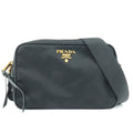 Prada Logo Nylon Leather Shoulder Bag NERO Black 1BH089