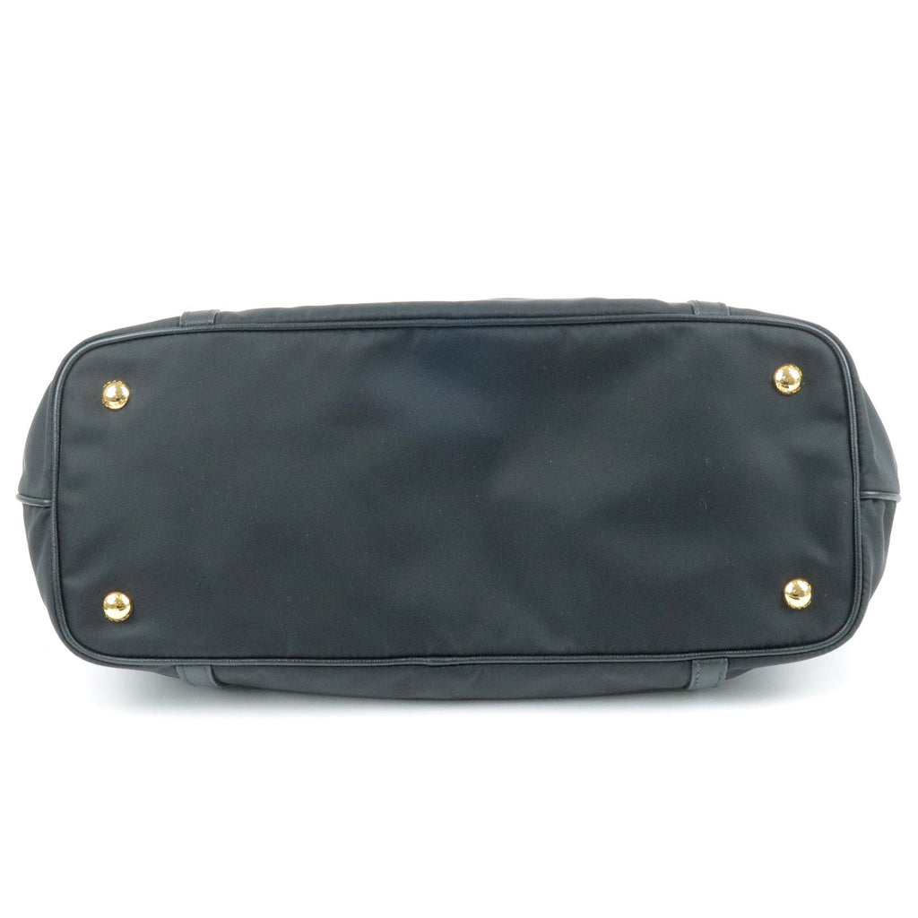 Prada Logo Nylon Leather 2Way Bag Tote Bag NERO Black BR4253