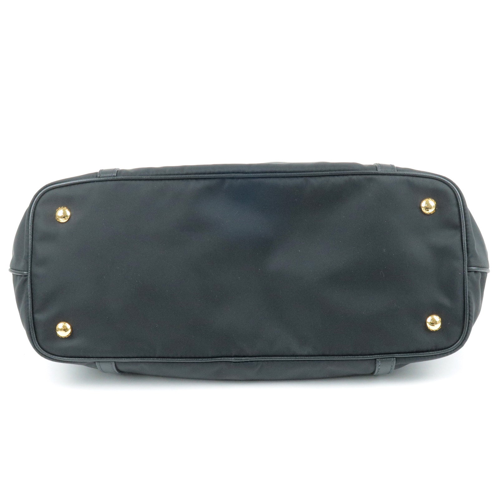 Prada Logo Nylon Leather 2Way Bag Tote Bag NERO Black BR4253