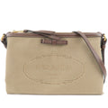 Prada Logo Jacquard Leather Shoulder Bag Beige Br
