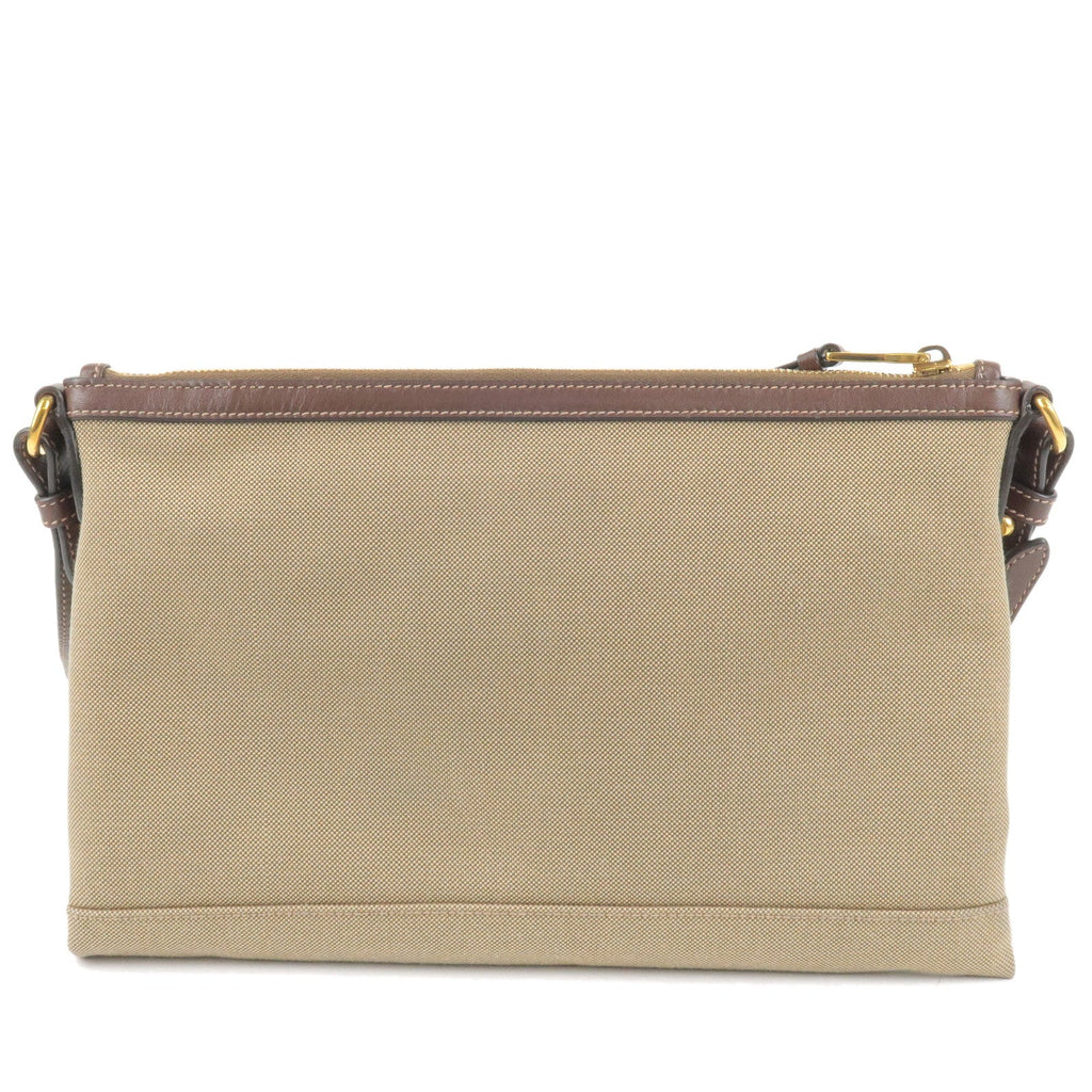 Prada Logo Jacquard Leather Shoulder Bag Beige Br
