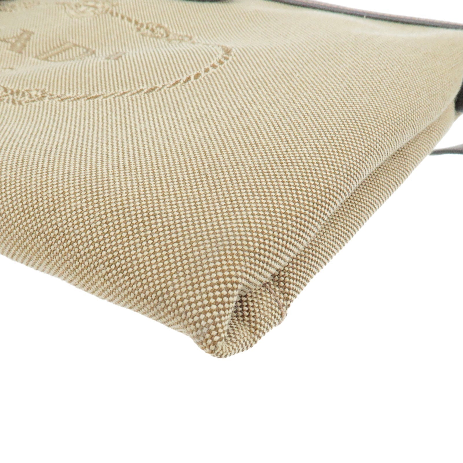 Prada Logo Jacquard Leather Shoulder Bag Beige Br