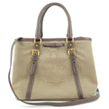Prada Logo Jacquard Leather 2Way Bag Hand Bag Beige BN1841