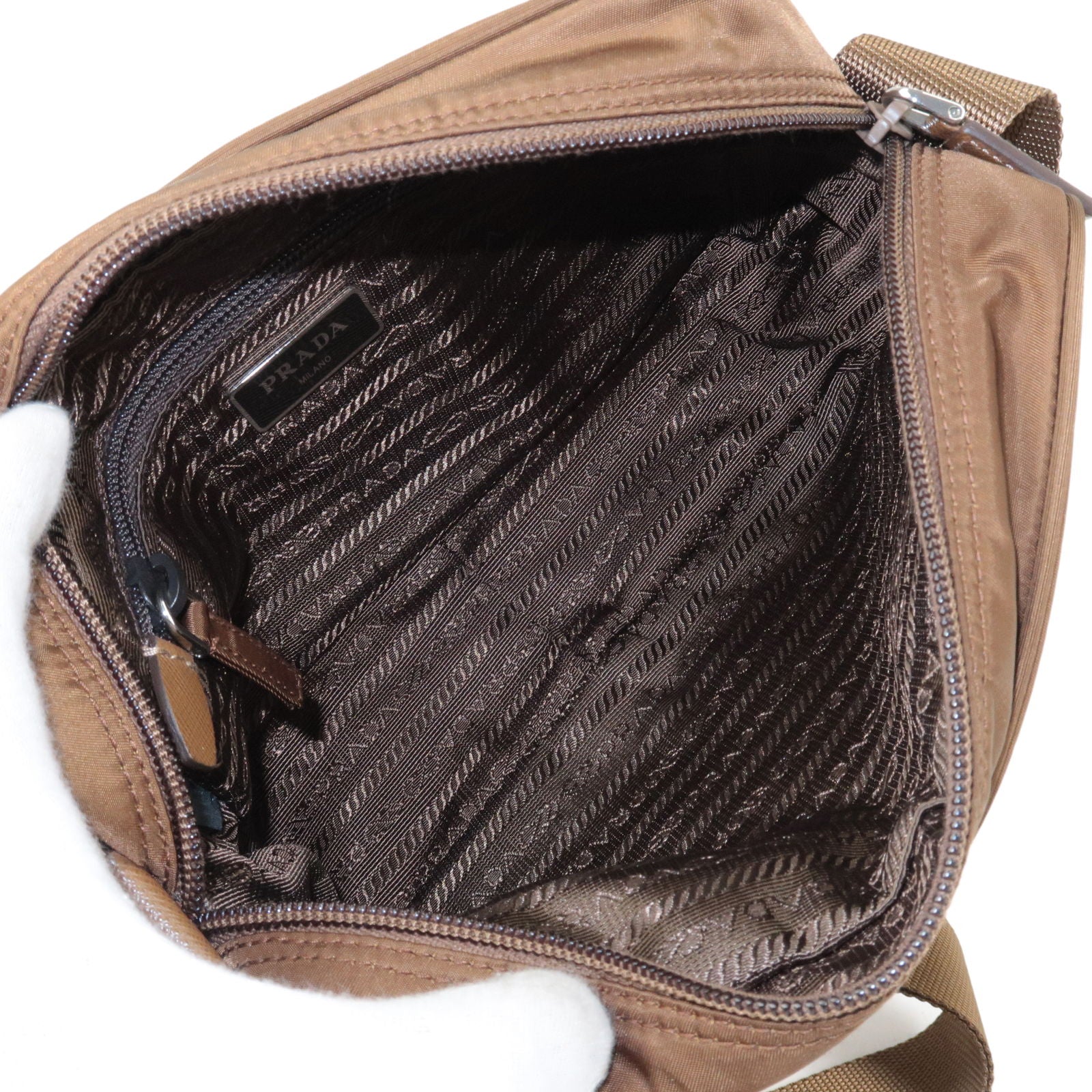 Prada Logo Nylon Leather Shoulder Bag Crossbody Bag Br 1BC167