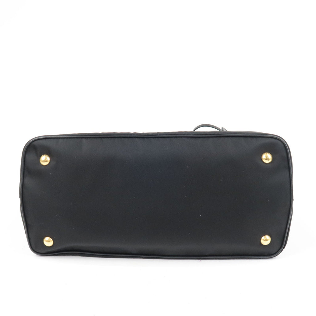 Prada Logo Nylon Leather 2Way Bag Hand Bag NERO Black 1BA579