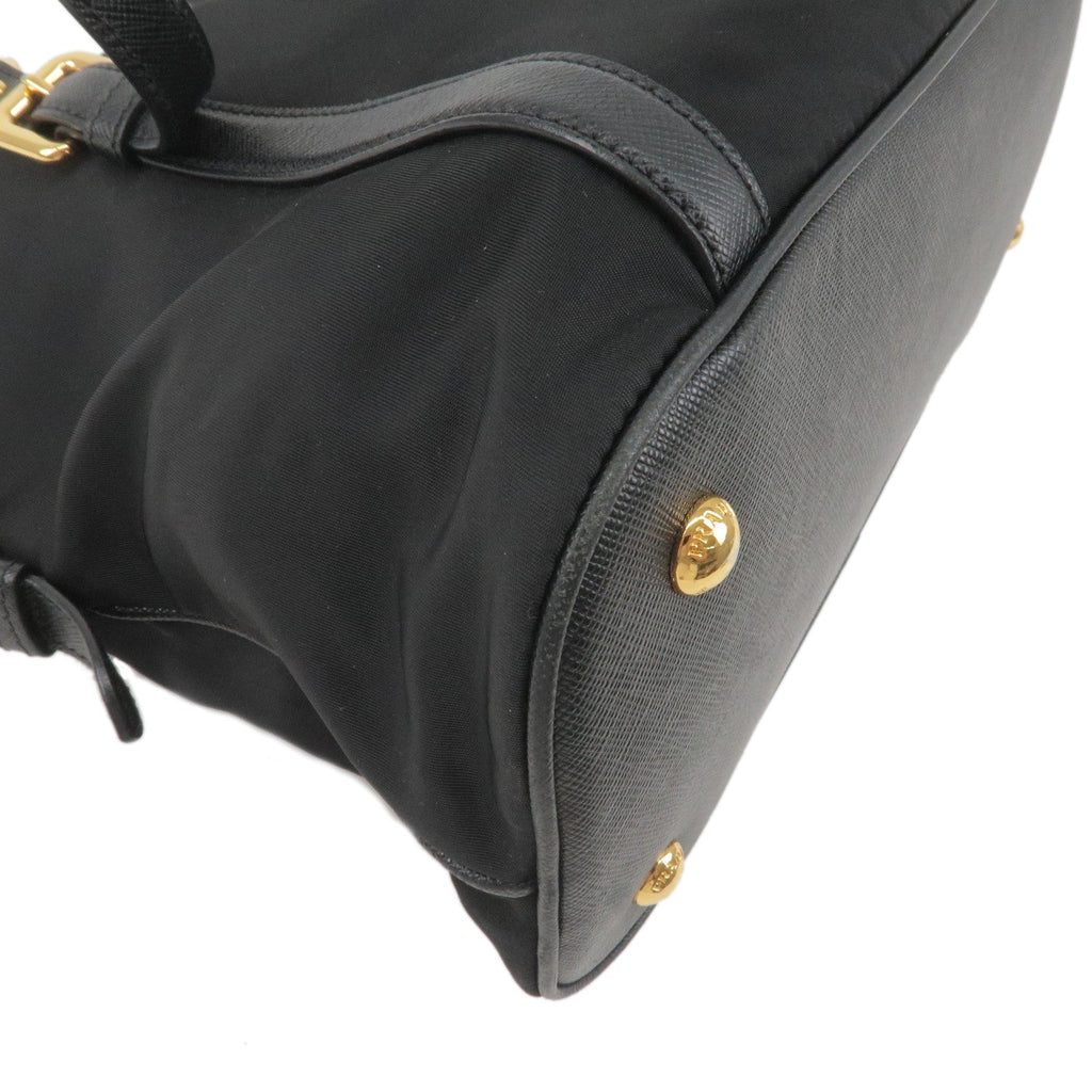 Prada Logo Nylon Leather 2Way Bag Hand Bag Shoulder Bag Black