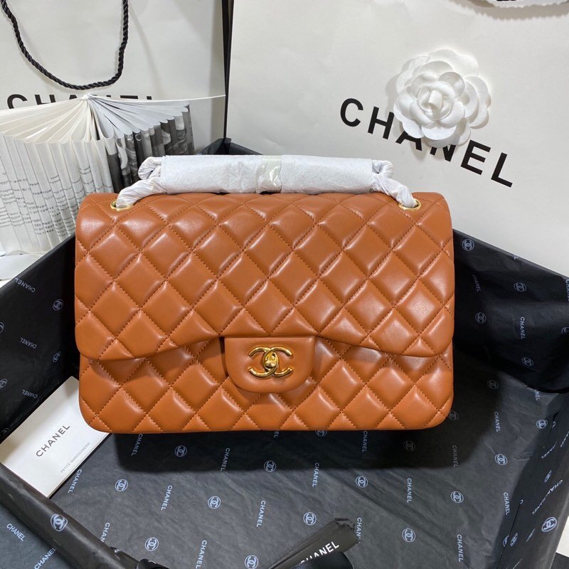 ChanelLarge Classic Handbag Gold Hardware Brown For Women Handbags, Shoulder Bags 11.8in/30cm