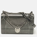 Grey  Leather Medium Diorama Shoulder Bag