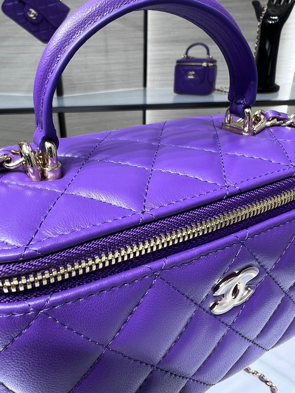 Chanelouis Vuittonanity With Chain SiLouis Vuittoner Hardware Purple For Women Handbags, Shoulder Bags 6.7in/17cm