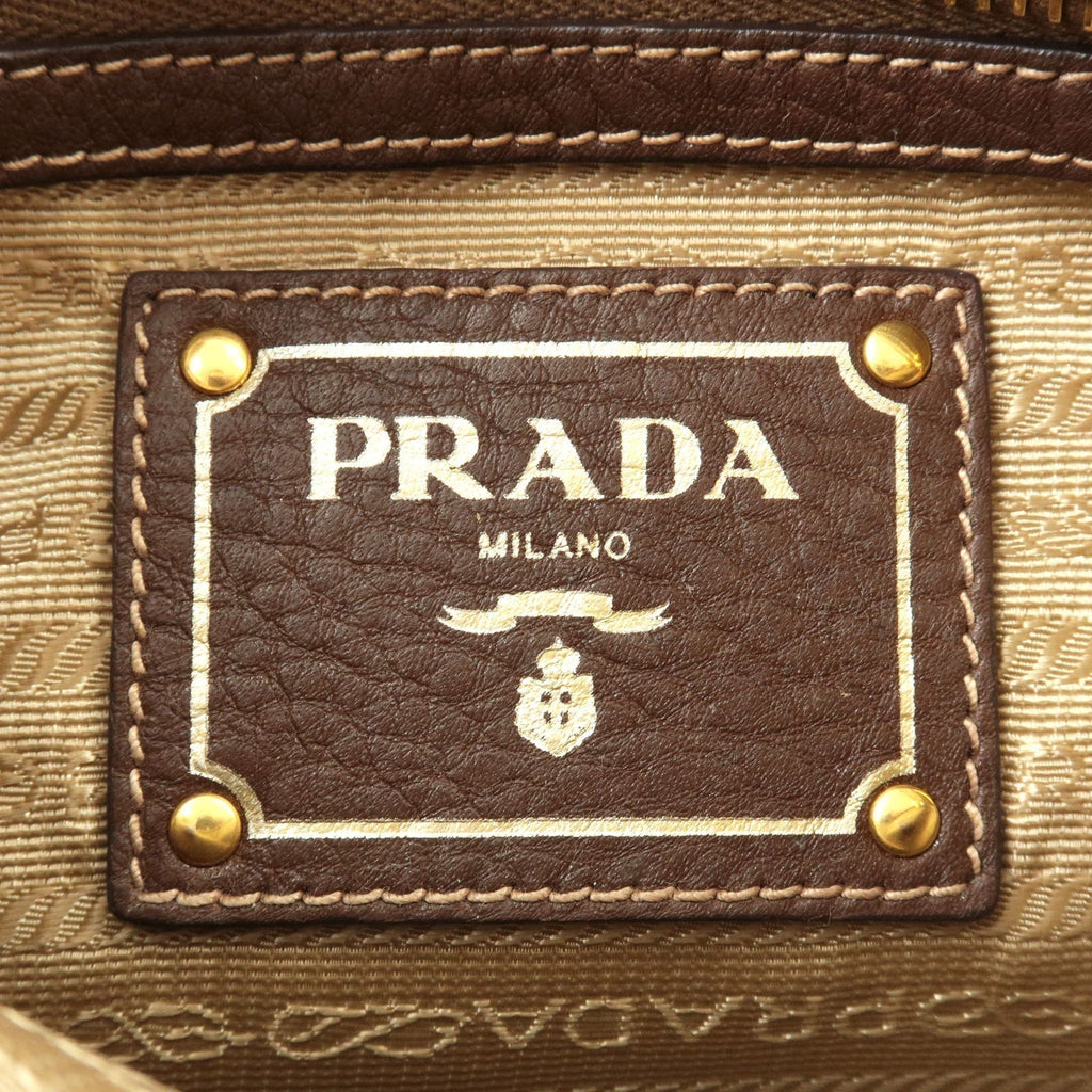 Prada Logo Jacquard Leather Shoulder Bag Beige Br BT0867