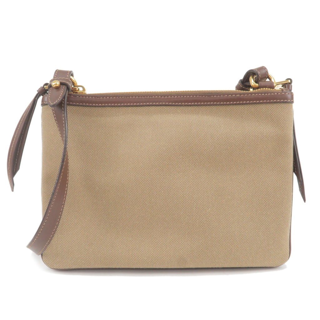 Prada Logo Jacquard Leather Shoulder Bag Beige Br 1BH046