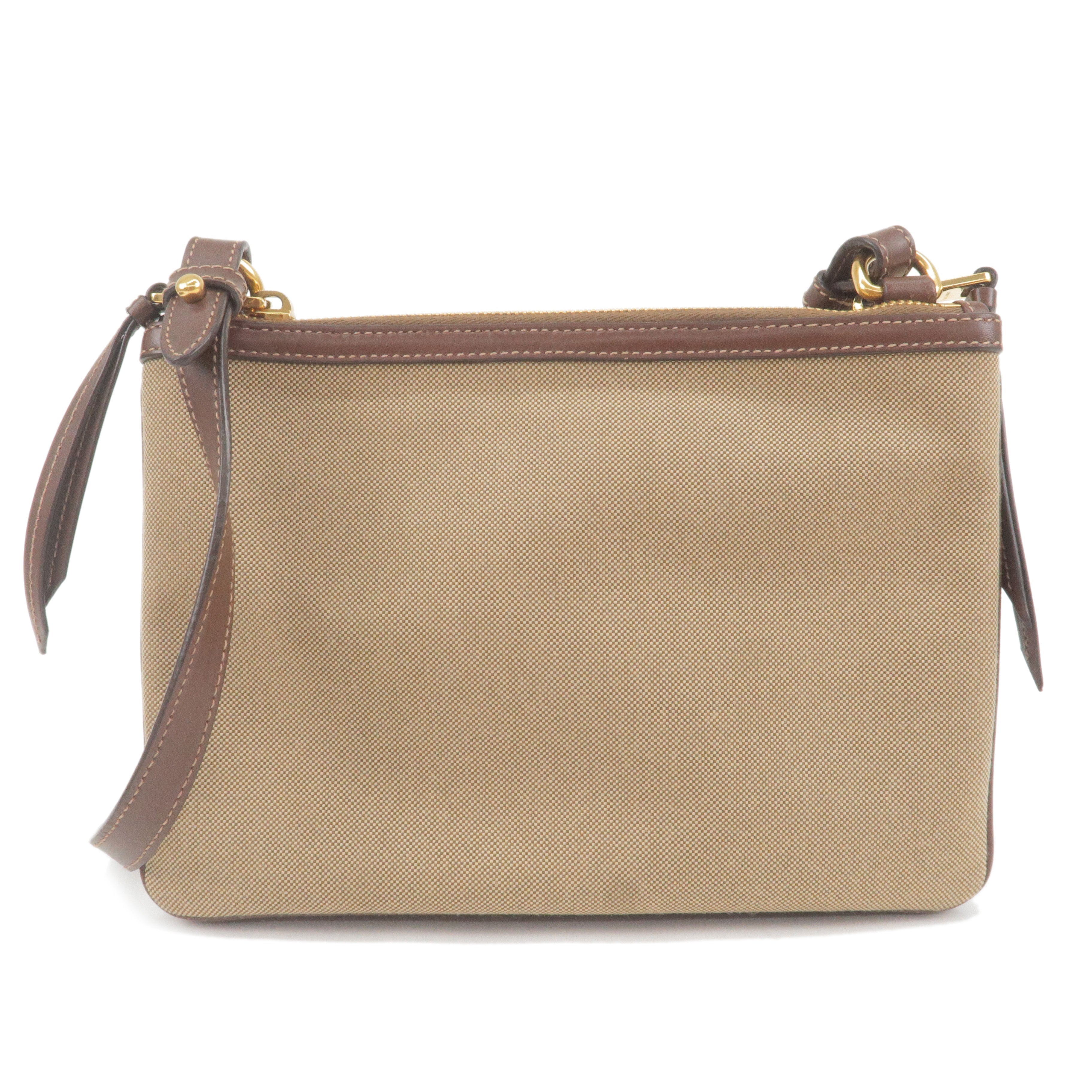 Prada Logo Jacquard Leather Shoulder Bag Beige Br 1BH046