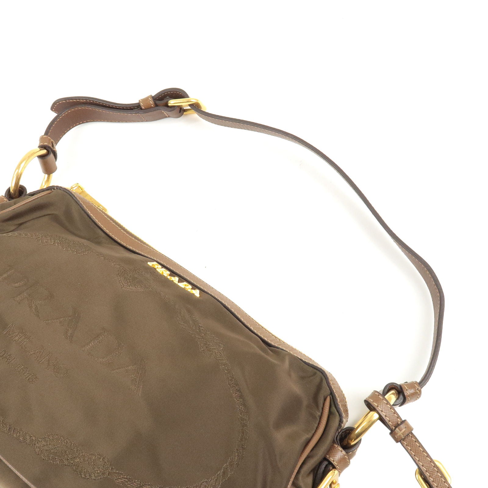 Prada Nylon Leather Shoulder Bag Purse BRUCIATO Br BR4320