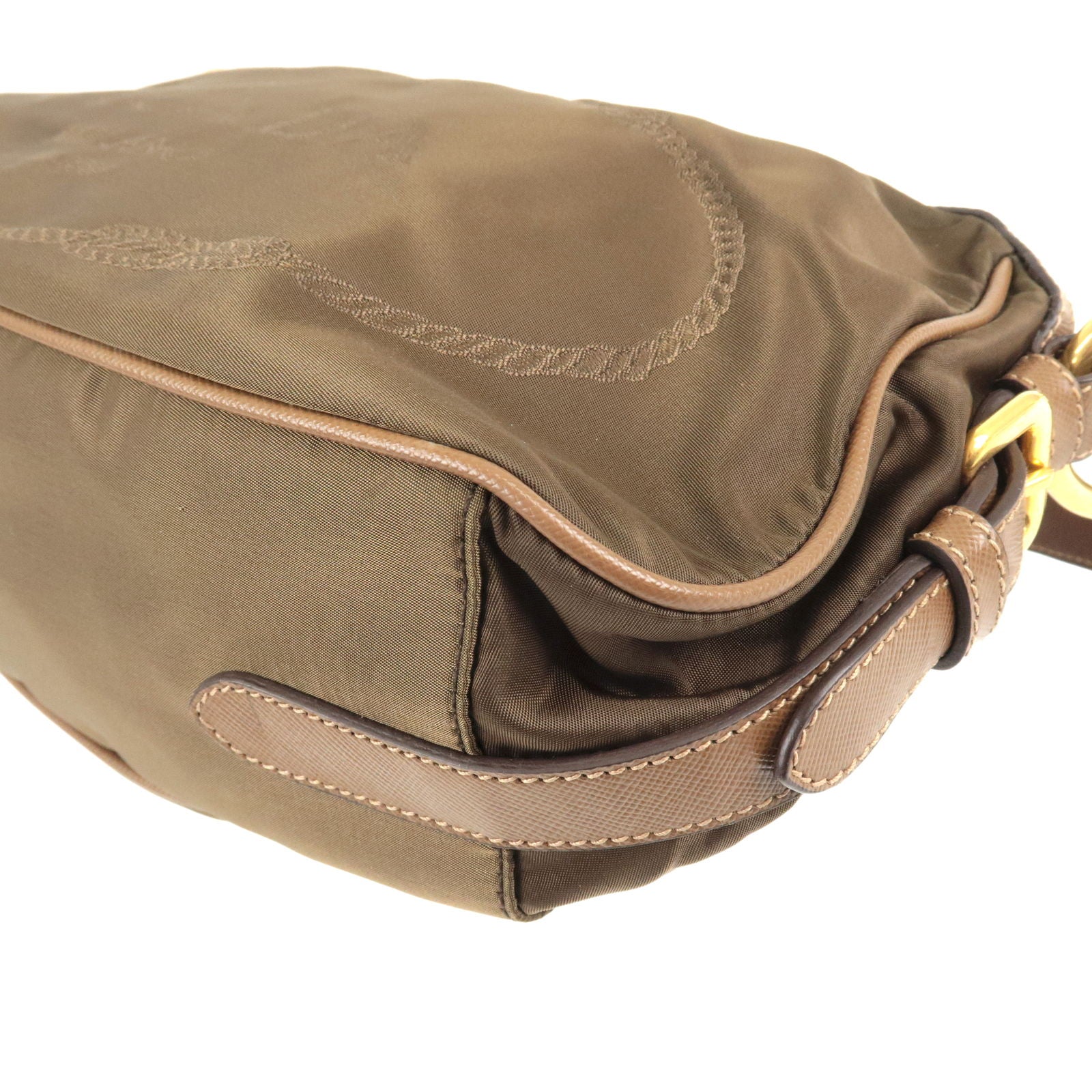 Prada Nylon Leather Shoulder Bag Purse BRUCIATO Br BR4320