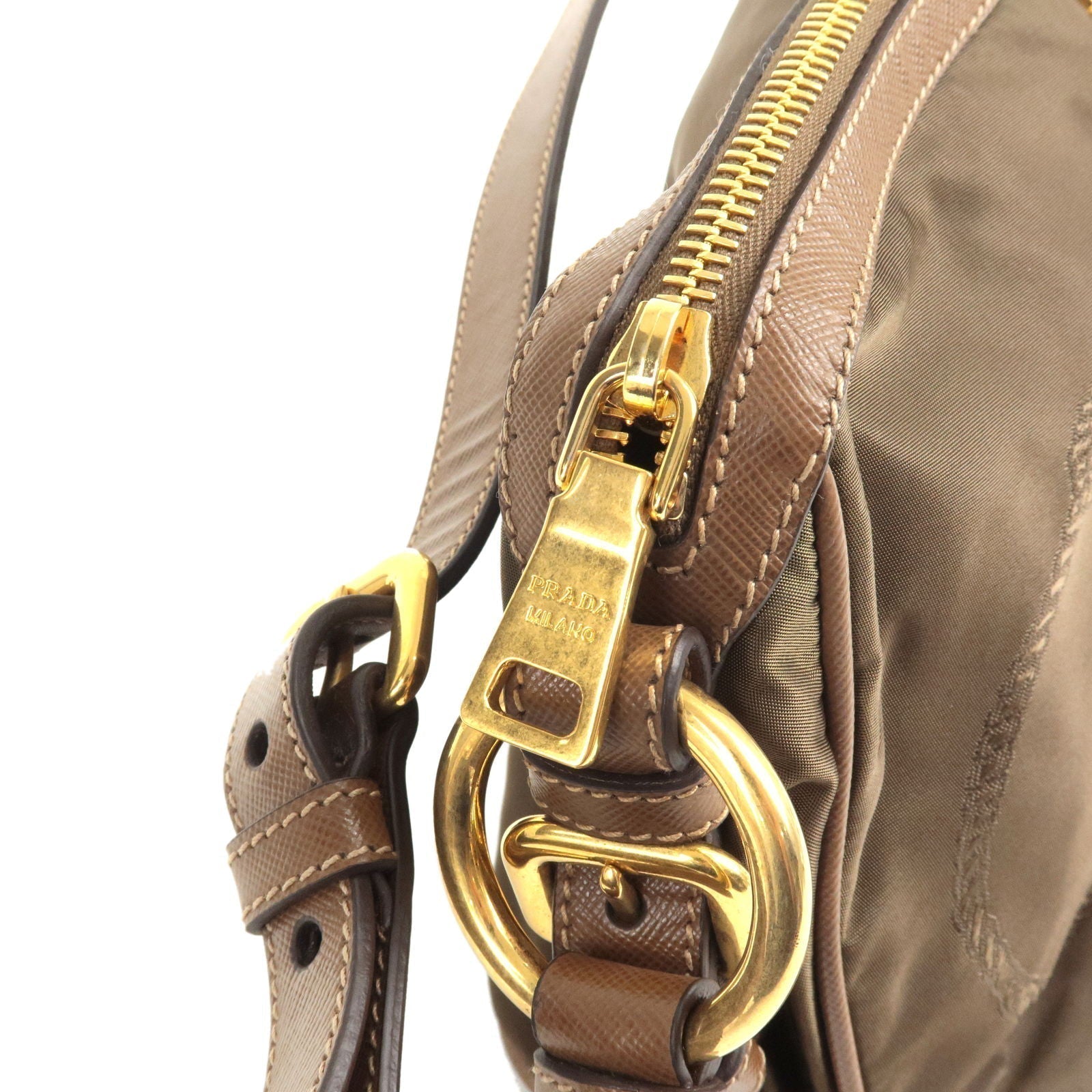 Prada Nylon Leather Shoulder Bag Purse BRUCIATO Br BR4320