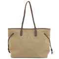Prada Logo Jacquard Leather Tote Bag Hand Bag Beige Br