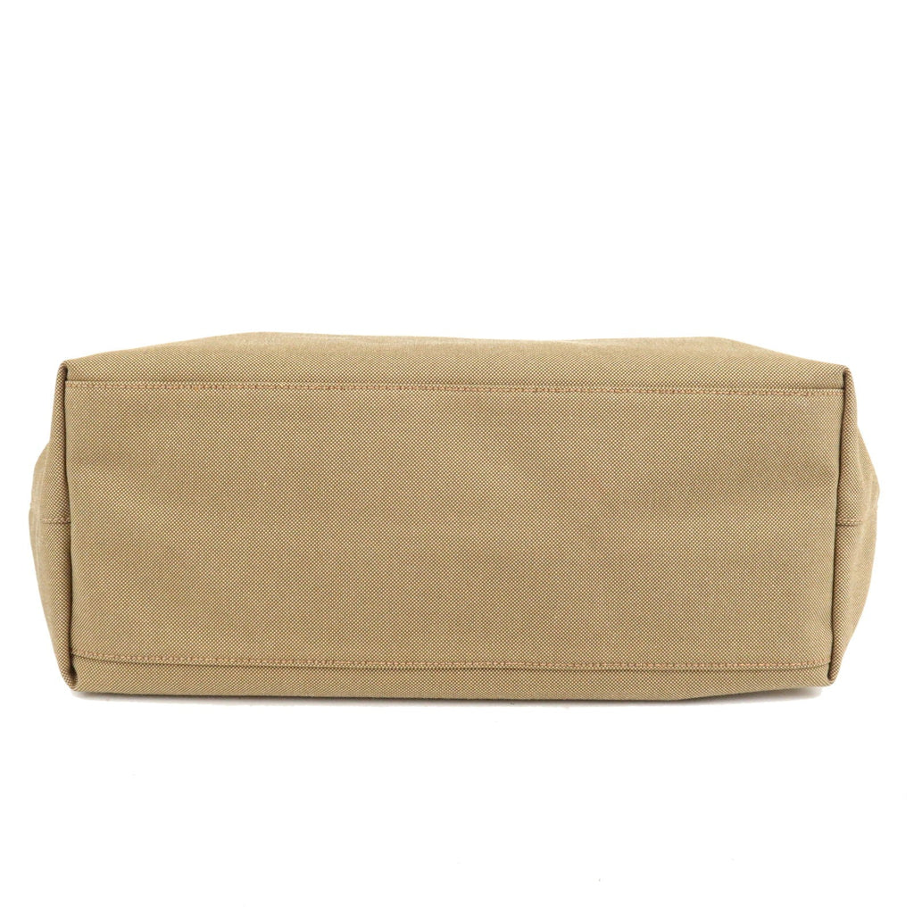 Prada Logo Jacquard Leather Tote Bag Hand Bag Beige Br