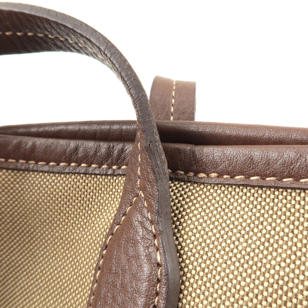 Prada Logo Jacquard Leather Tote Bag Hand Bag Beige Br