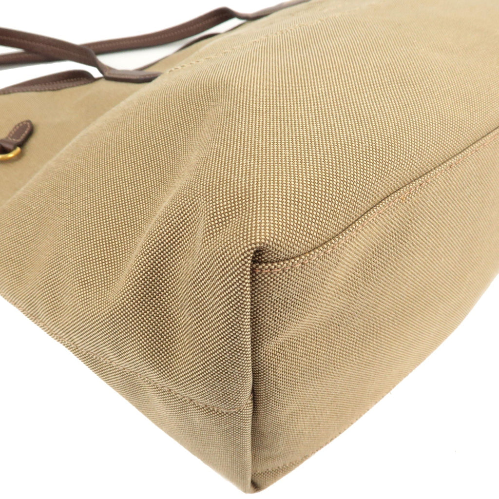 Prada Logo Jacquard Leather Tote Bag Hand Bag Beige Br
