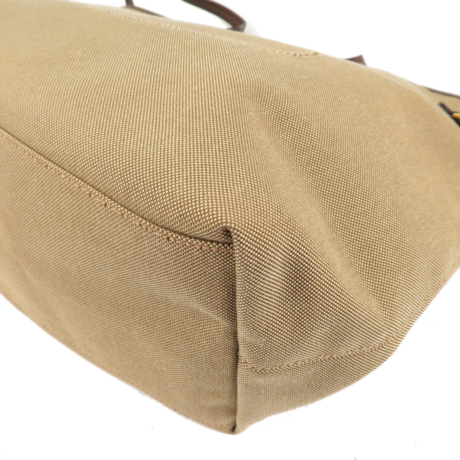 Prada Logo Jacquard Leather Tote Bag Hand Bag Beige Br