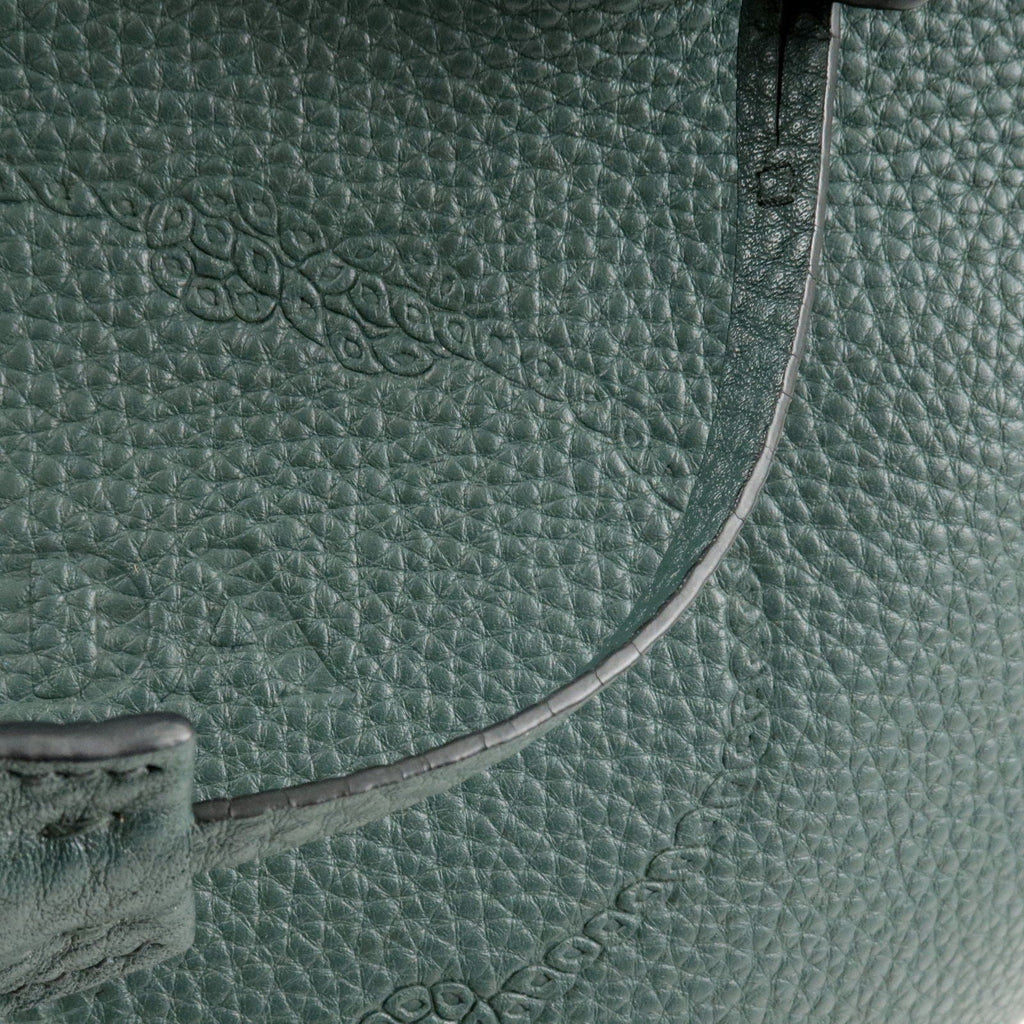 Prada Logo Leather Tote Bag Hand Bag Green 1BG100