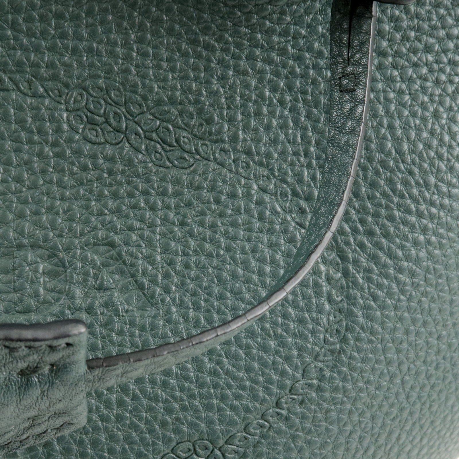 Prada Logo Leather Tote Bag Hand Bag Green 1BG100