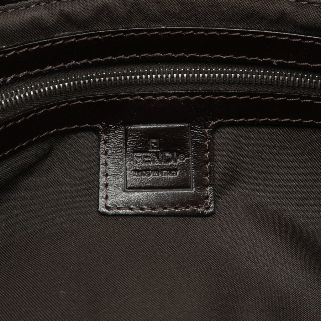 FENDI Zucca Canvas Leather Shoulder Bag Brown Black 26566