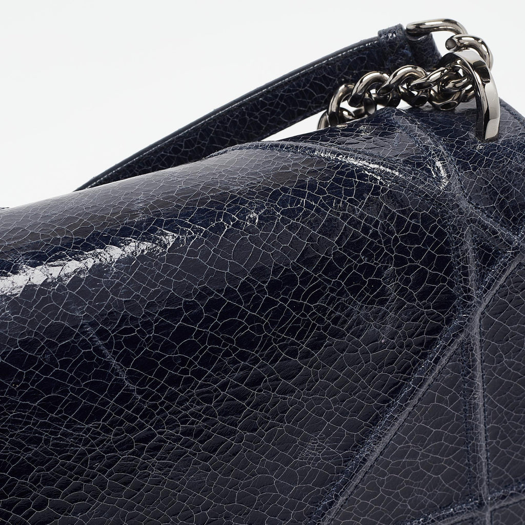 Dior Navy Blue Crinkled  Leather Medium Diorama Shoulder Bag
