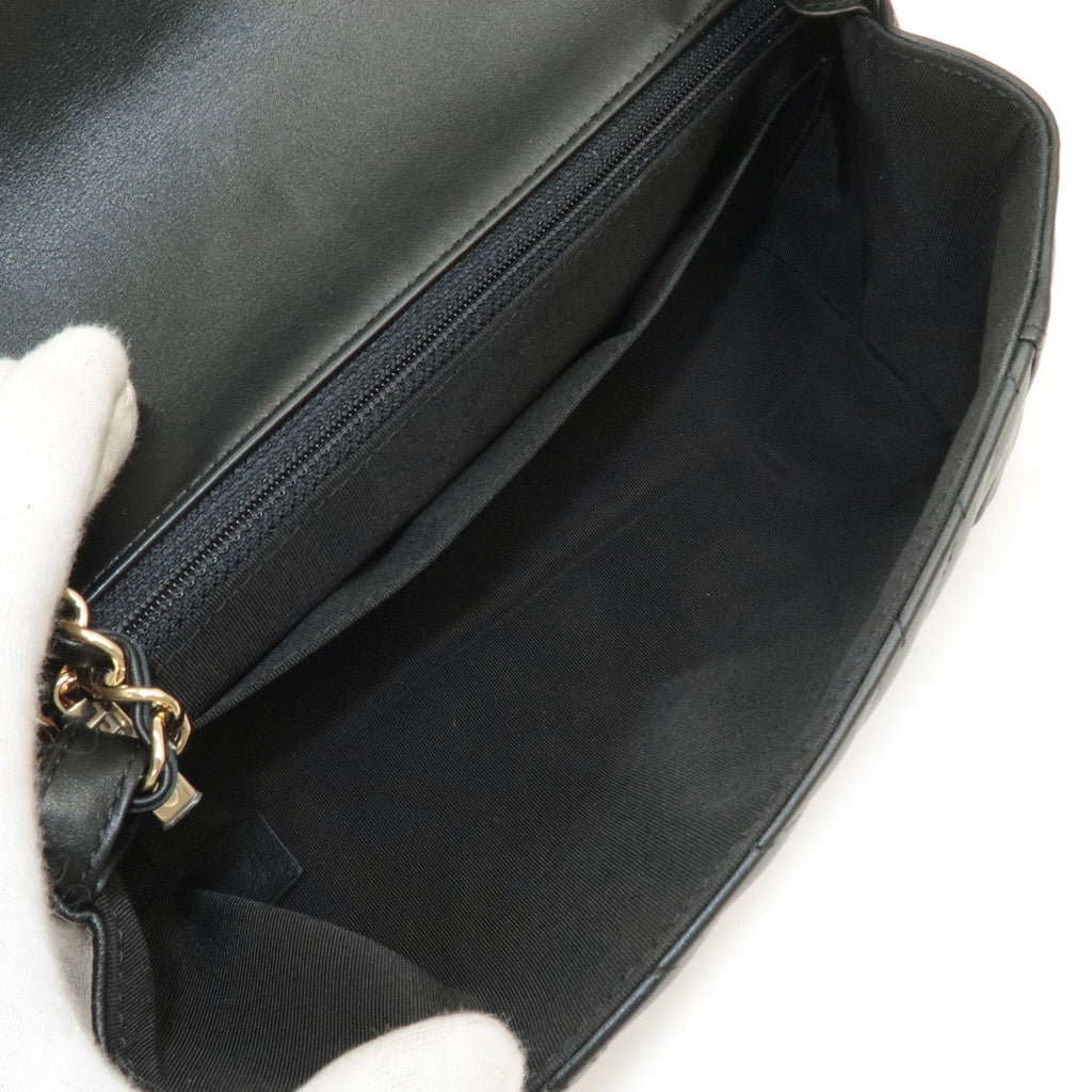 CHANEL Matelasse Lamb Skin Chevron Chain Shoulder Bag Black AS0260
