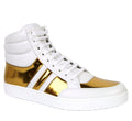 Gucci Men's High top Contrast Padded White / Gold Leather Sneaker (Pre-Owned)
