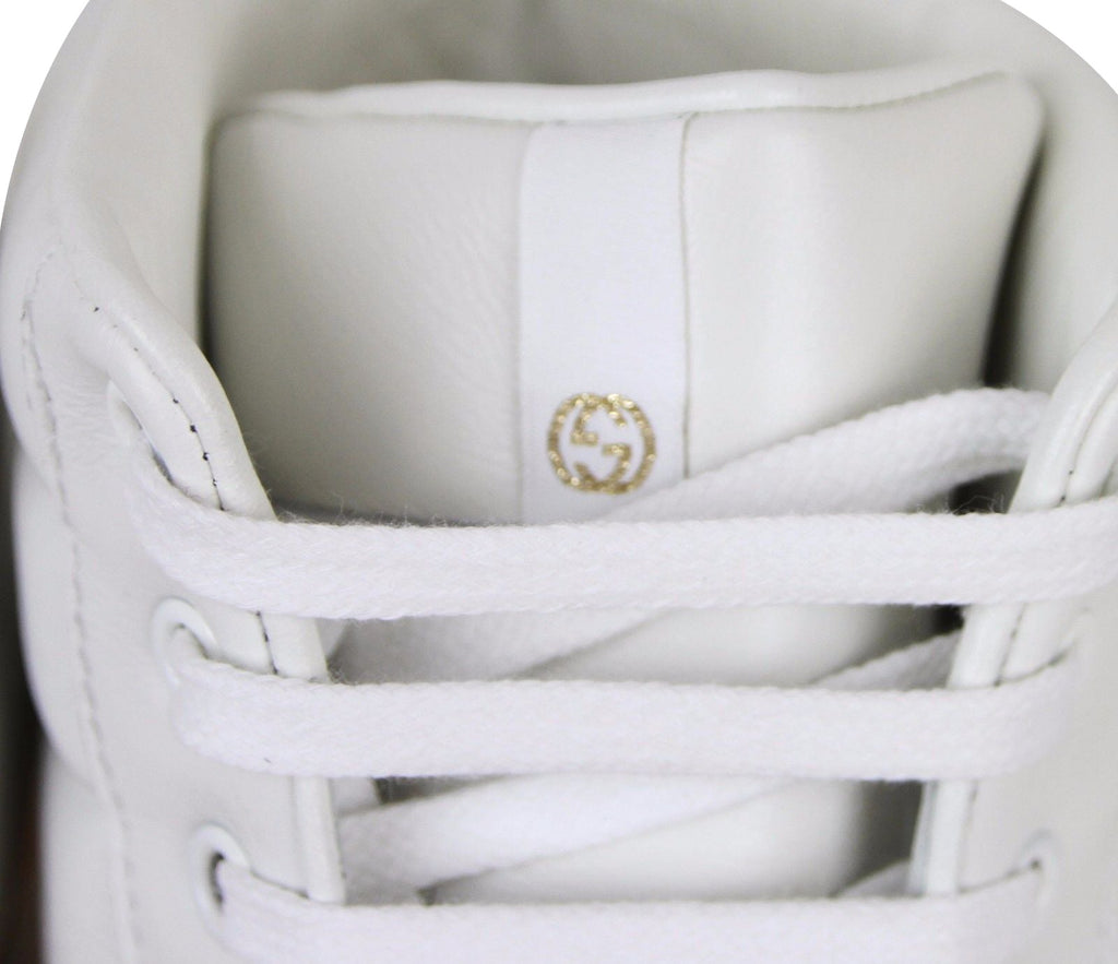 Gucci Men's High top Contrast Padded White / Gold Leather Sneaker (Pre-Owned)